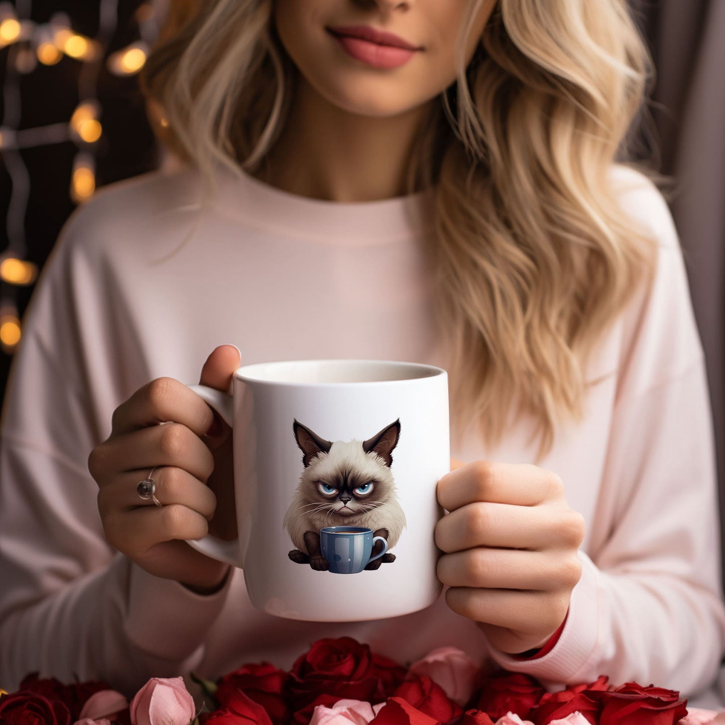 Spruchtasse - White Grumpy Cat III