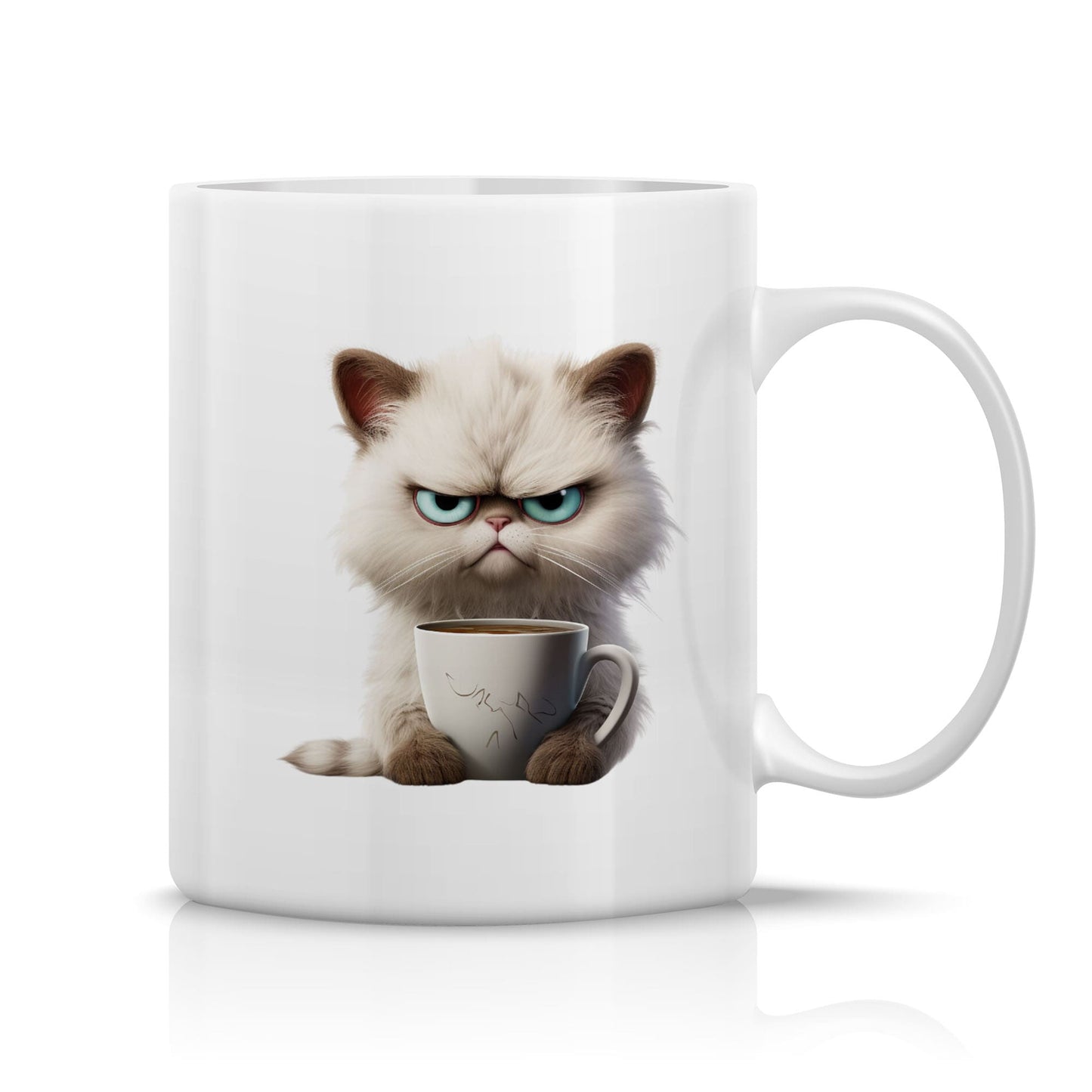 Spruchtasse - White Grumpy Cat