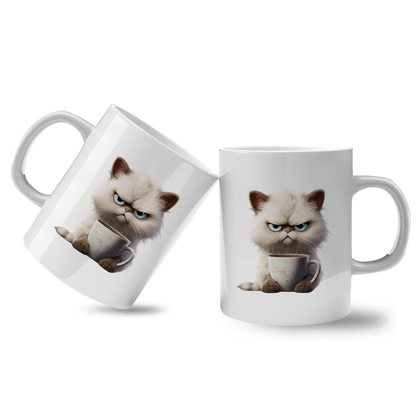 Spruchtasse - White Grumpy Cat