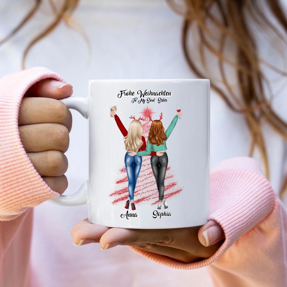 Weihnachtsfeier 2 Freundinnen Personalisiertes Geschenk - Tassen