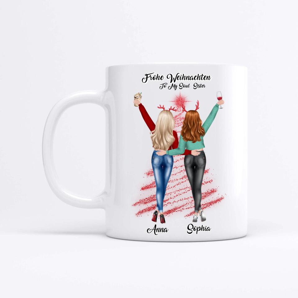 Weihnachtsfeier 2 Freundinnen Personalisiertes Geschenk - Tassen