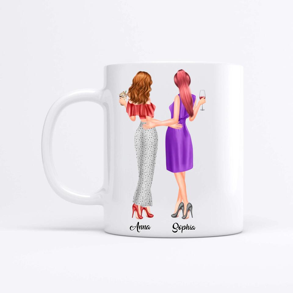 2 Freundinnen personalisiertes Partygeschenk - Tassen