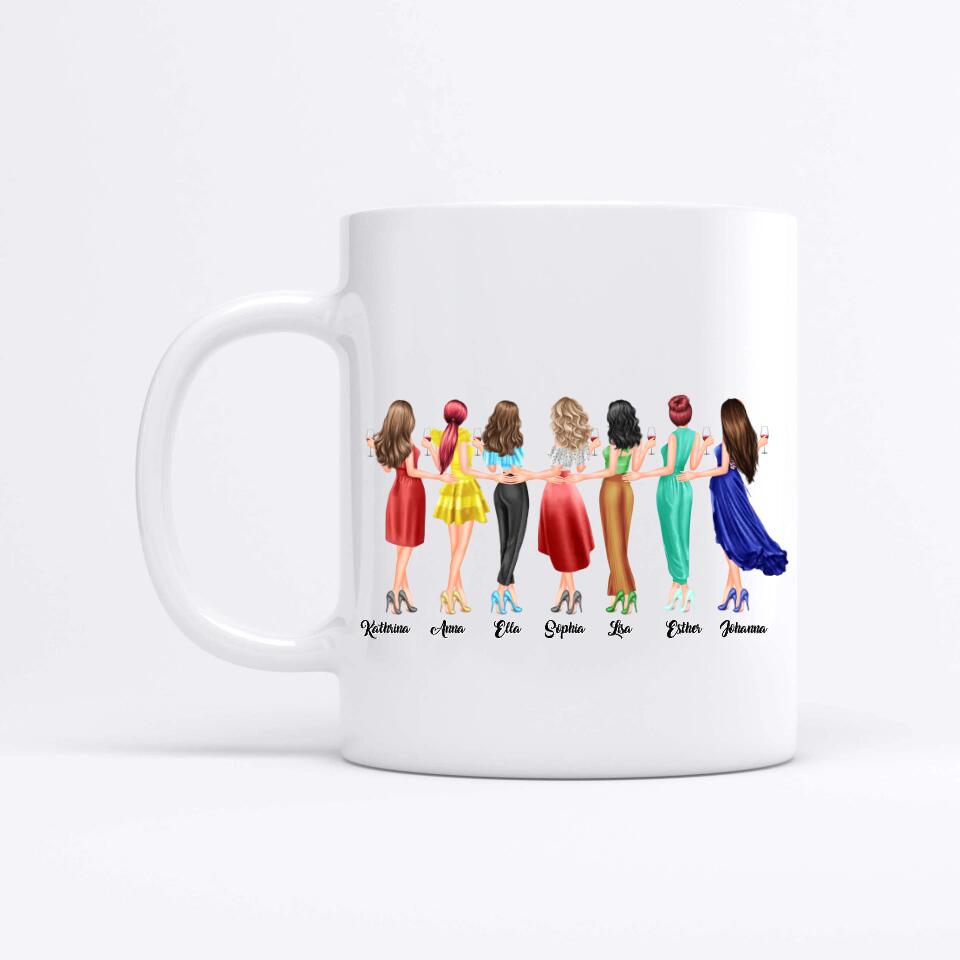 7 Freundinnen personalisiertes Partygeschenk - Tassen