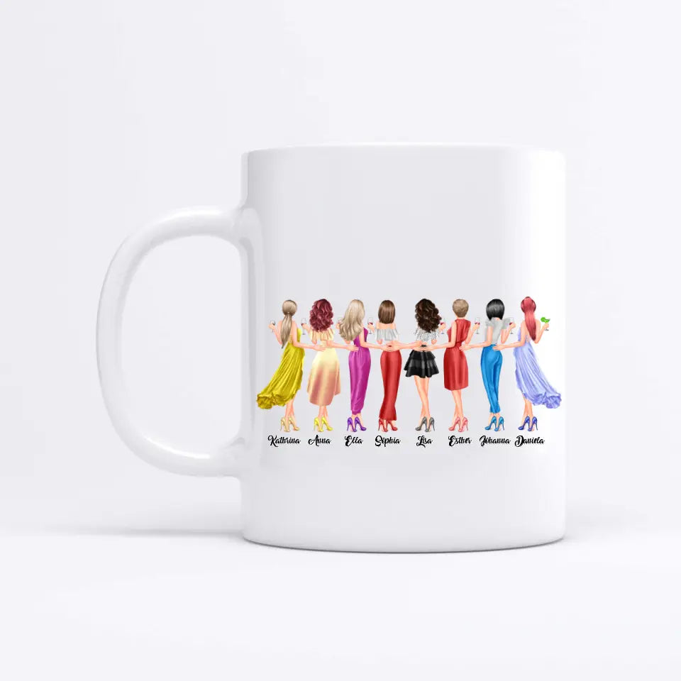 8 Freundinnen personalisiertes Partygeschenk - Tassen