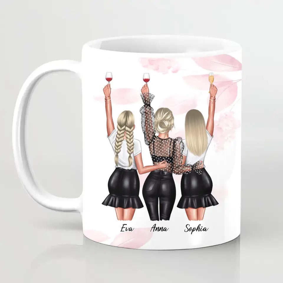 Geschenk ,,3 beste Freundinnen'' - Herz Tassen