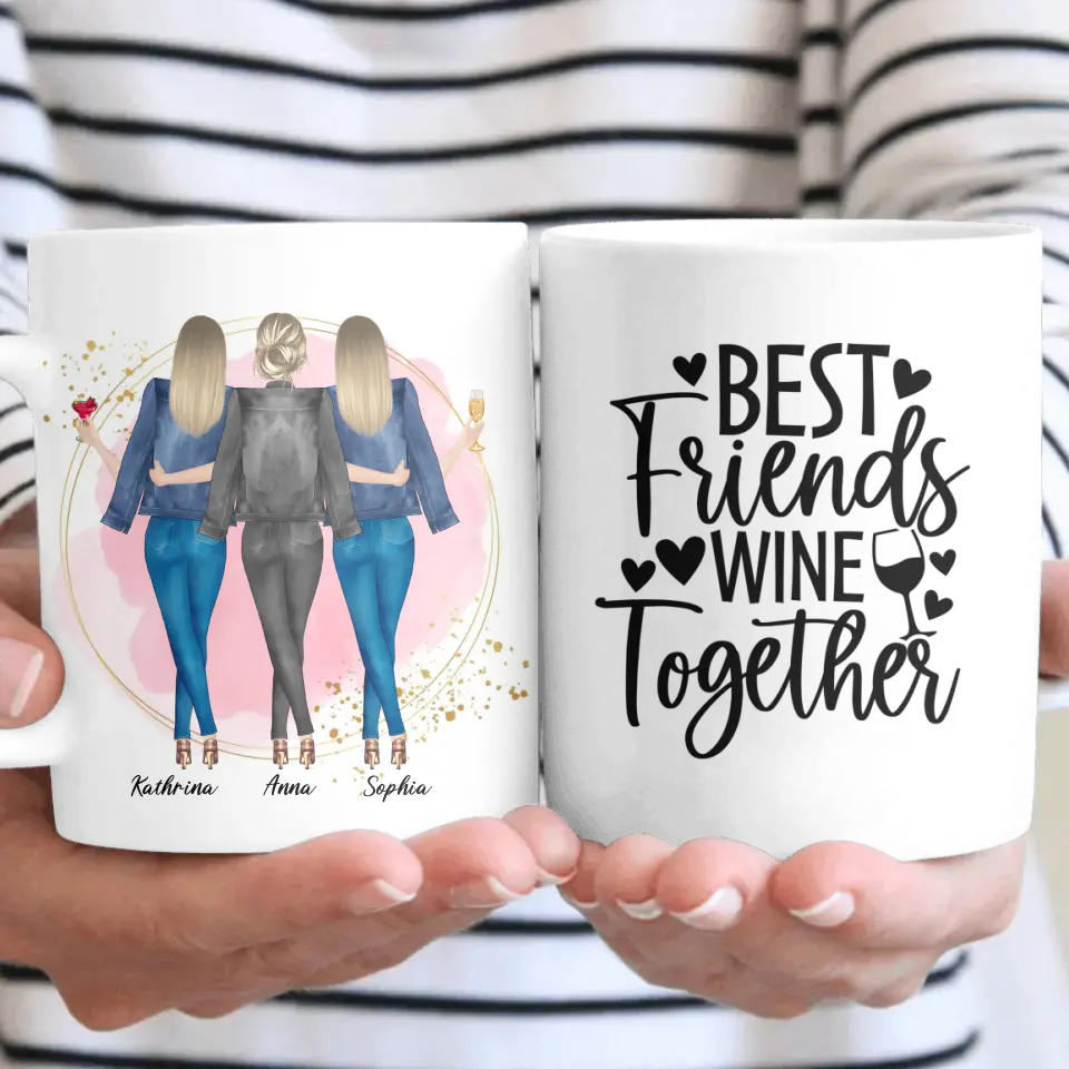 3 Freundinnen - individuelles Geschenk - Herz Tassen