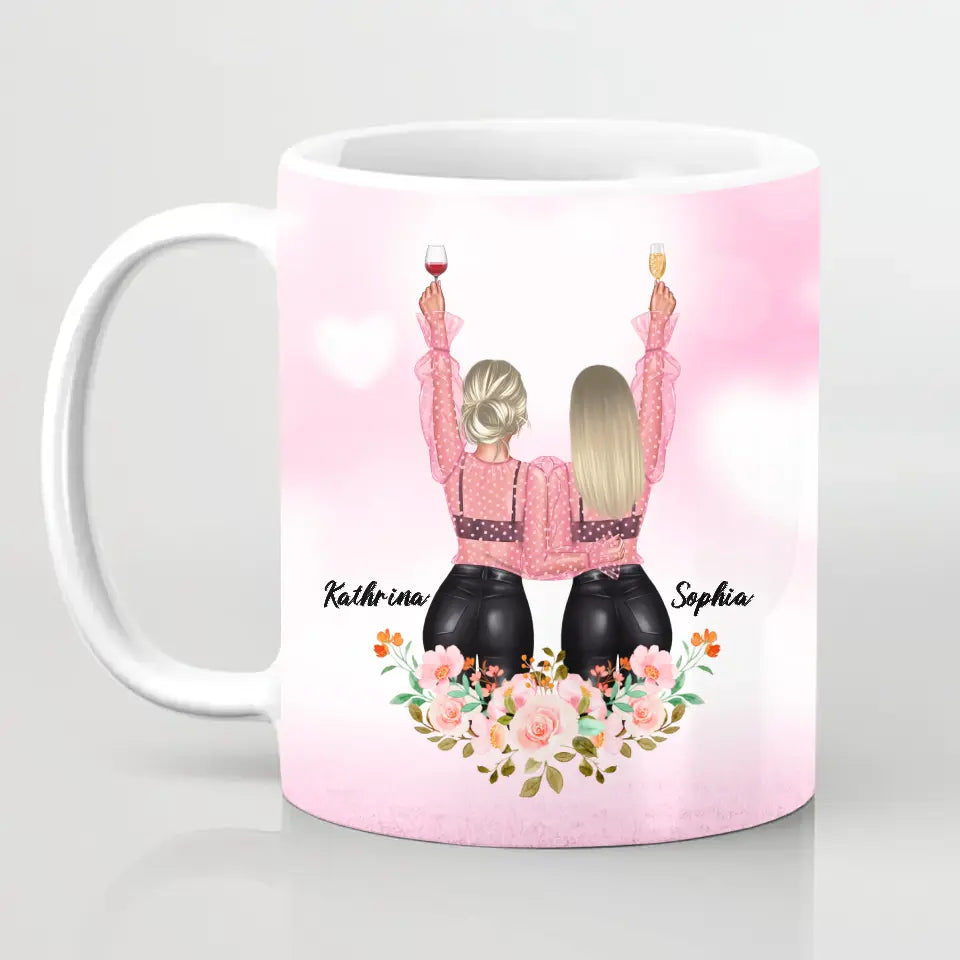 Geschenk für die beste Freundin Floral - Herz Tassen
