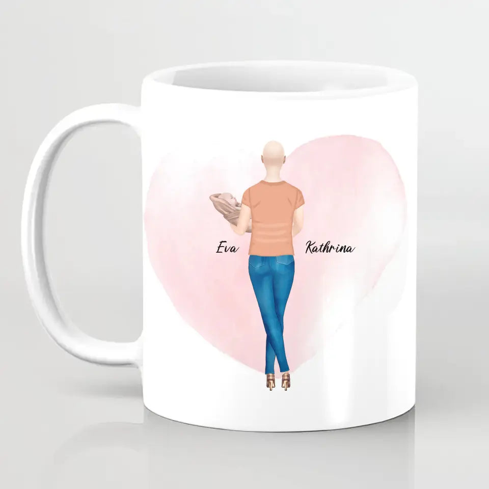 Personalisiertes Geschenk - Mama mit neugeborenem Baby - Herz Tassen