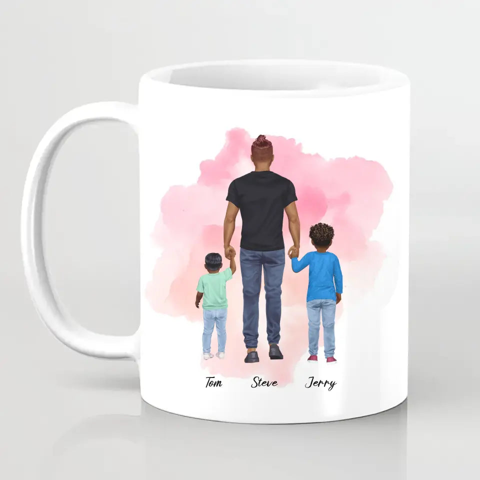 Vater mit zwei Söhnen - personalisiertes Geschenk - Tassen
