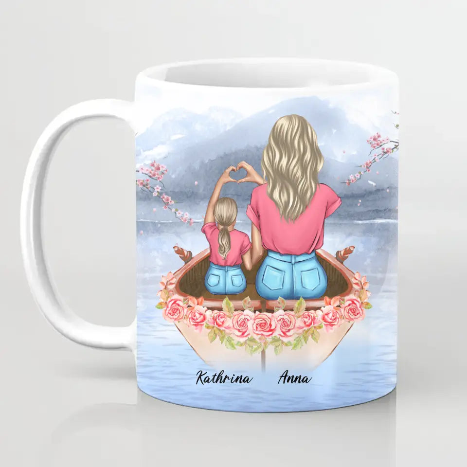 Mama and Tochter im Liebesboot - Herz Tassen