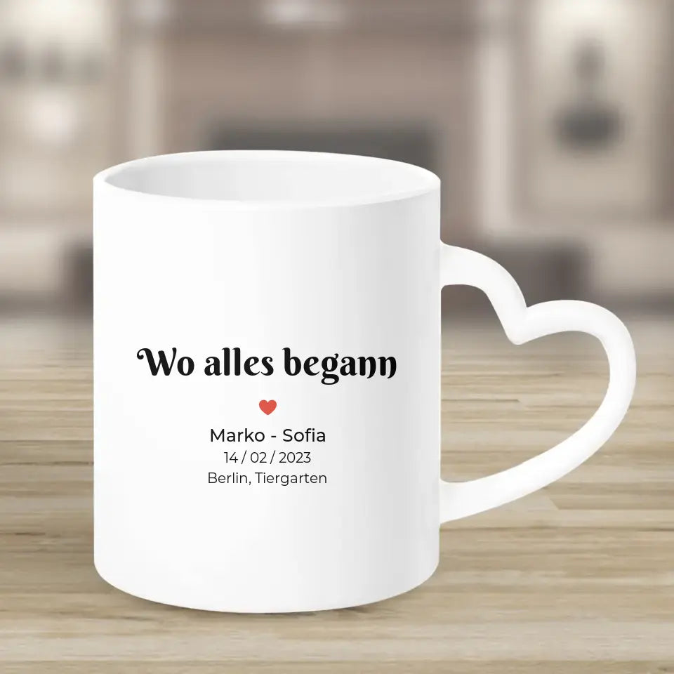 Deine Liebes-Karte ,,Wo alles begann" - Herz Tassen