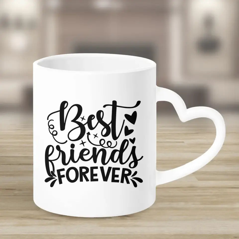 2 Freundinnen personalisiertes Partygeschenk - Herz Tassen