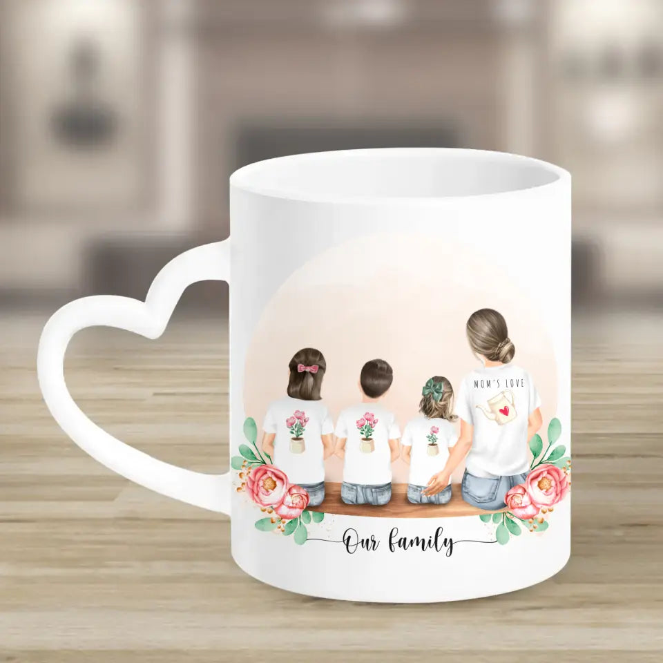 Mutter mit drei Kindern - Personalisiertes Geschenk - Tassen