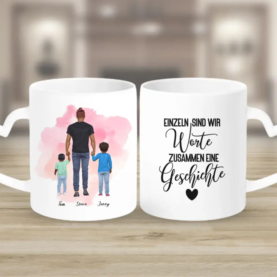 Vater mit zwei Söhnen - personalisiertes Geschenk - Tassen