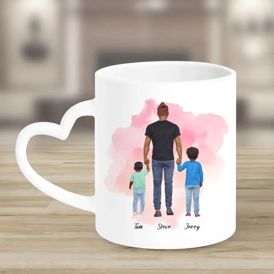 Vater mit zwei Söhnen - personalisiertes Geschenk - Tassen