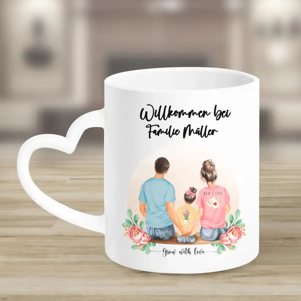 Personalisiertes Familienporträt - Herz Tassen