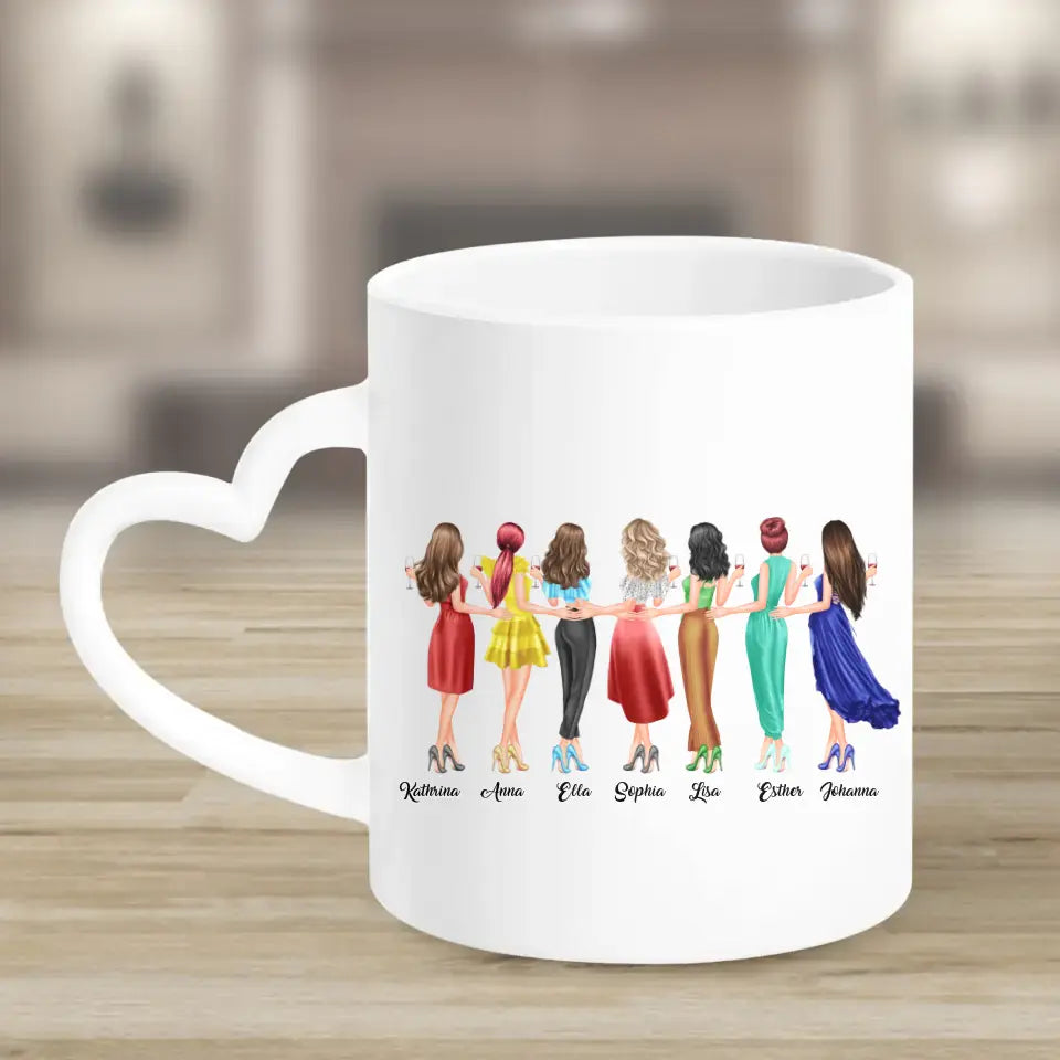 7 Freundinnen personalisiertes Partygeschenk - Tassen