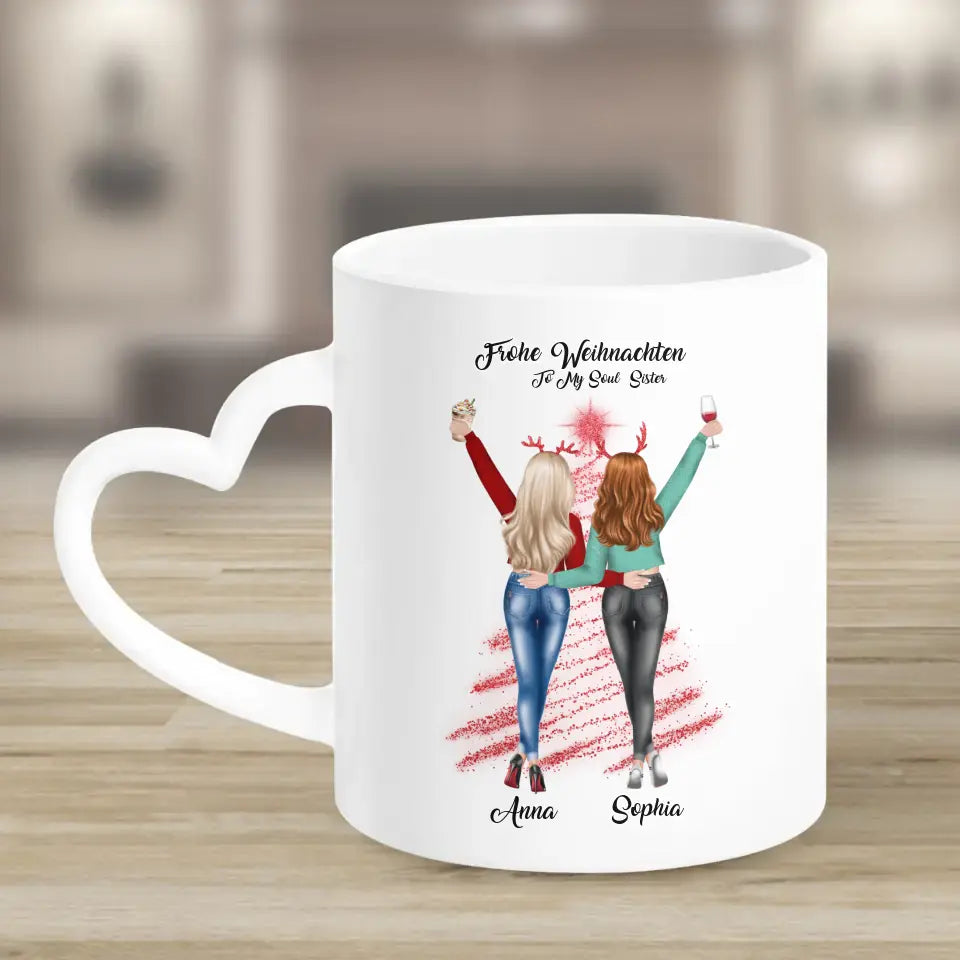 Weihnachtsfeier 2 Freundinnen Personalisiertes Geschenk - Tassen