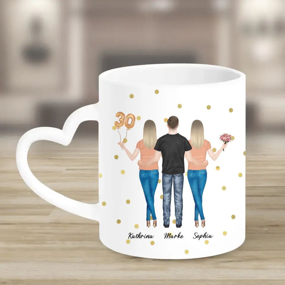 3 Freundinnen - Personalisiertes Geburtstagsgeschenk - Tassen