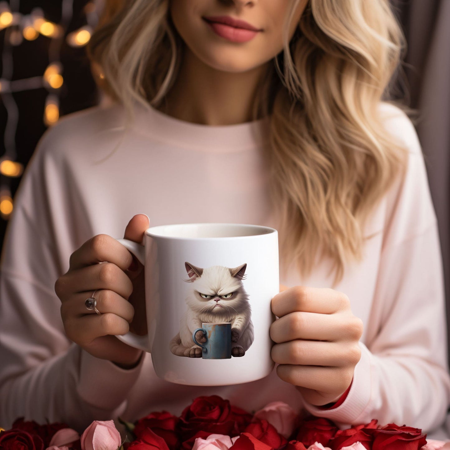 Spruchtasse - White Grumpy Cat II