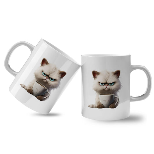 Spruchtasse - White Grumpy Cat