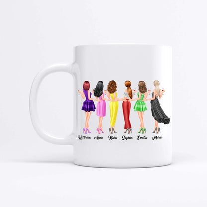6 Freundinnen personalisiertes Partygeschenk - Tassen