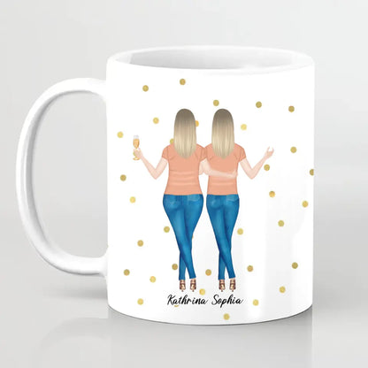 2 Freundinnen - Personalisiertes Geburtstagsgeschenk - Herz Tassen