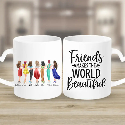 7 Freundinnen personalisiertes Partygeschenk - Herz Tassen