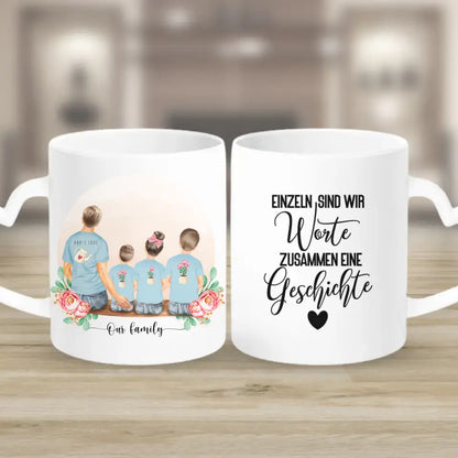Vater mit drei Kindern - Personalisiertes Geschenk - Tassen