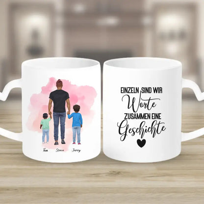 Vater mit zwei Söhnen - personalisiertes Geschenk - Tassen