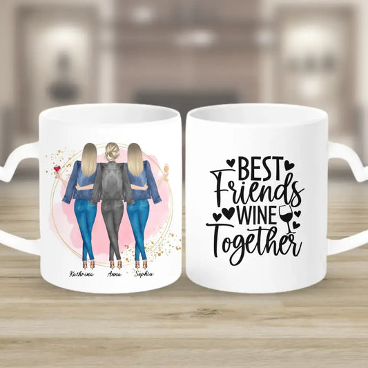 3 Freundinnen - individuelles Geschenk - Herz Tassen