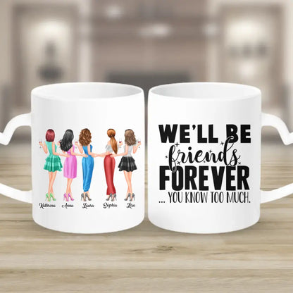 5 Freundinnen personalisiertes Partygeschenk - Tassen