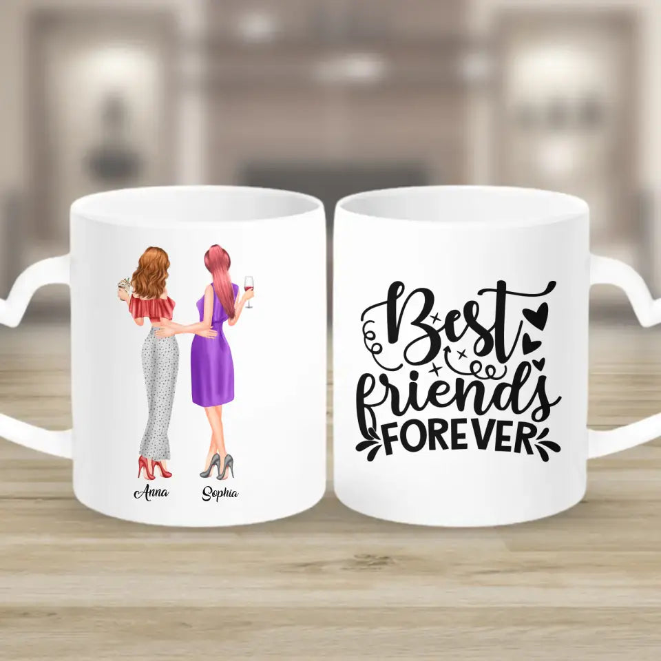 2 Freundinnen personalisiertes Partygeschenk - Tassen