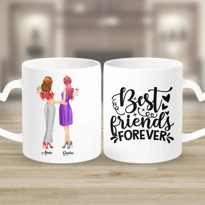 2 Freundinnen personalisiertes Partygeschenk - Tassen