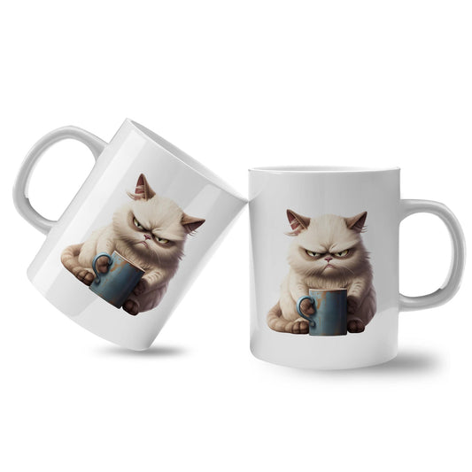 Spruchtasse - White Grumpy Cat II